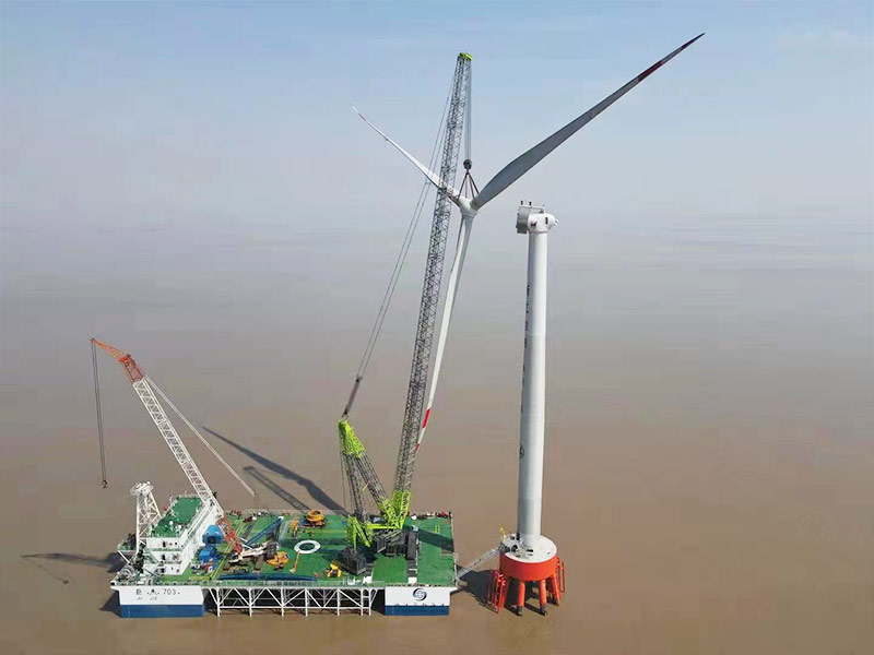 中聯(lián)1600噸履帶吊海上5.0MW風(fēng)機吊裝